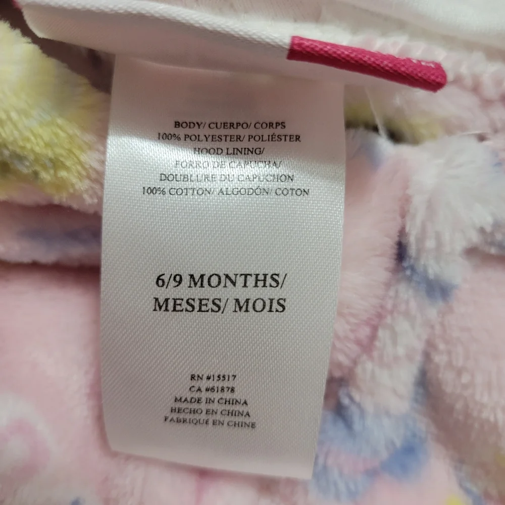 New Baby Girl Soft Sherpa Long-Sleeve Hooded Jumpsuit Pink Butterfly 6/9 Months
